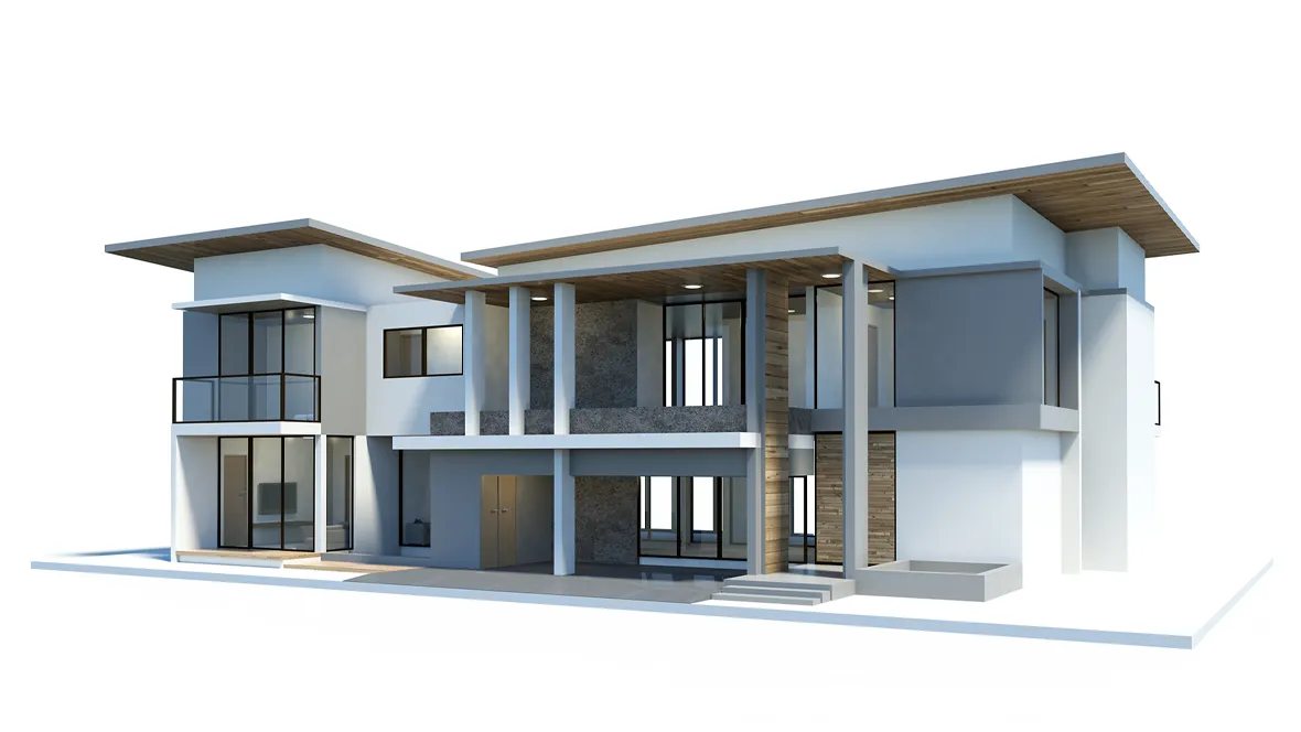 3D Rendering concept example of a new modern home