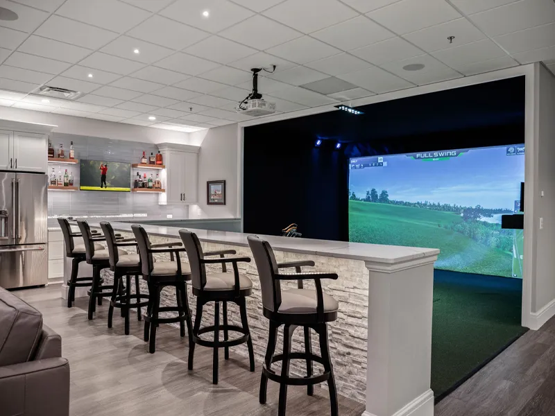 Thumb Diamond Building Basement Bar and Golf Simulator
