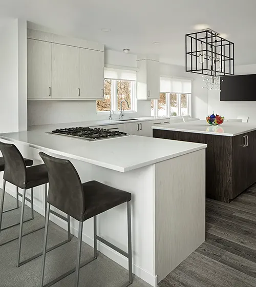 Forest Hill Diamond Building New Kitchen Design Dark Wood and White Custom Cabinets and Breakfast Nook